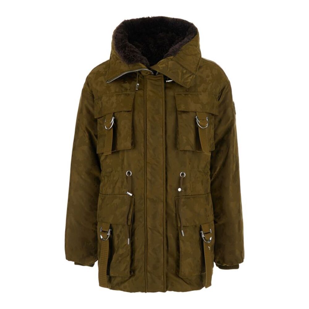 Pinko Women Parka With Hood And Tech Fabric Belt Green Women